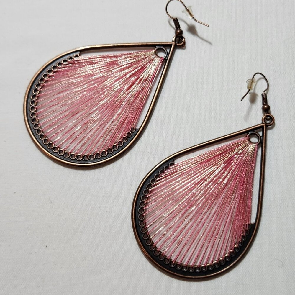 THREE FOR $20 Beautiful boho earrings pink brass tone NWOT